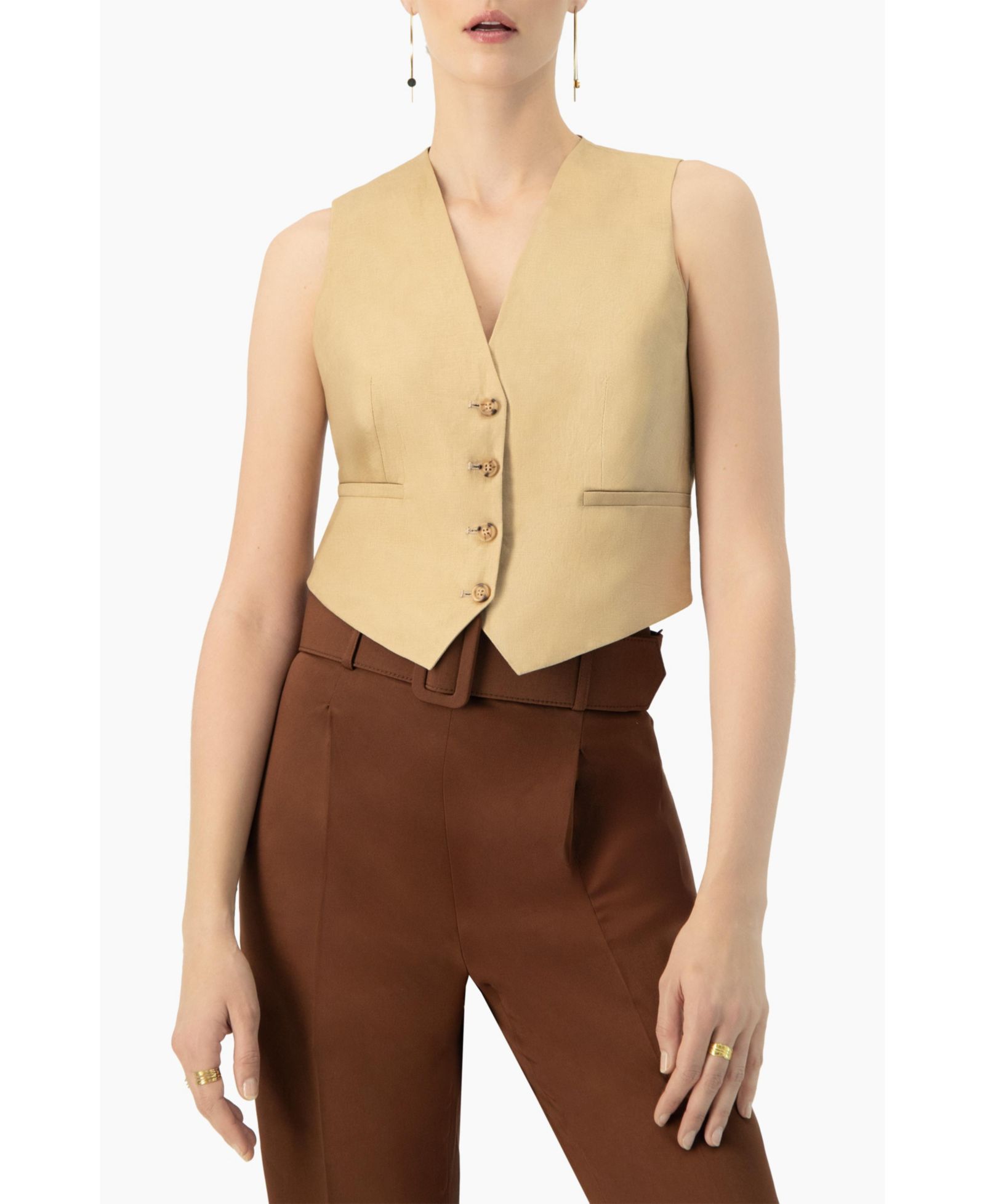Жилет Ivonne Women's Linen с искусственными карманами