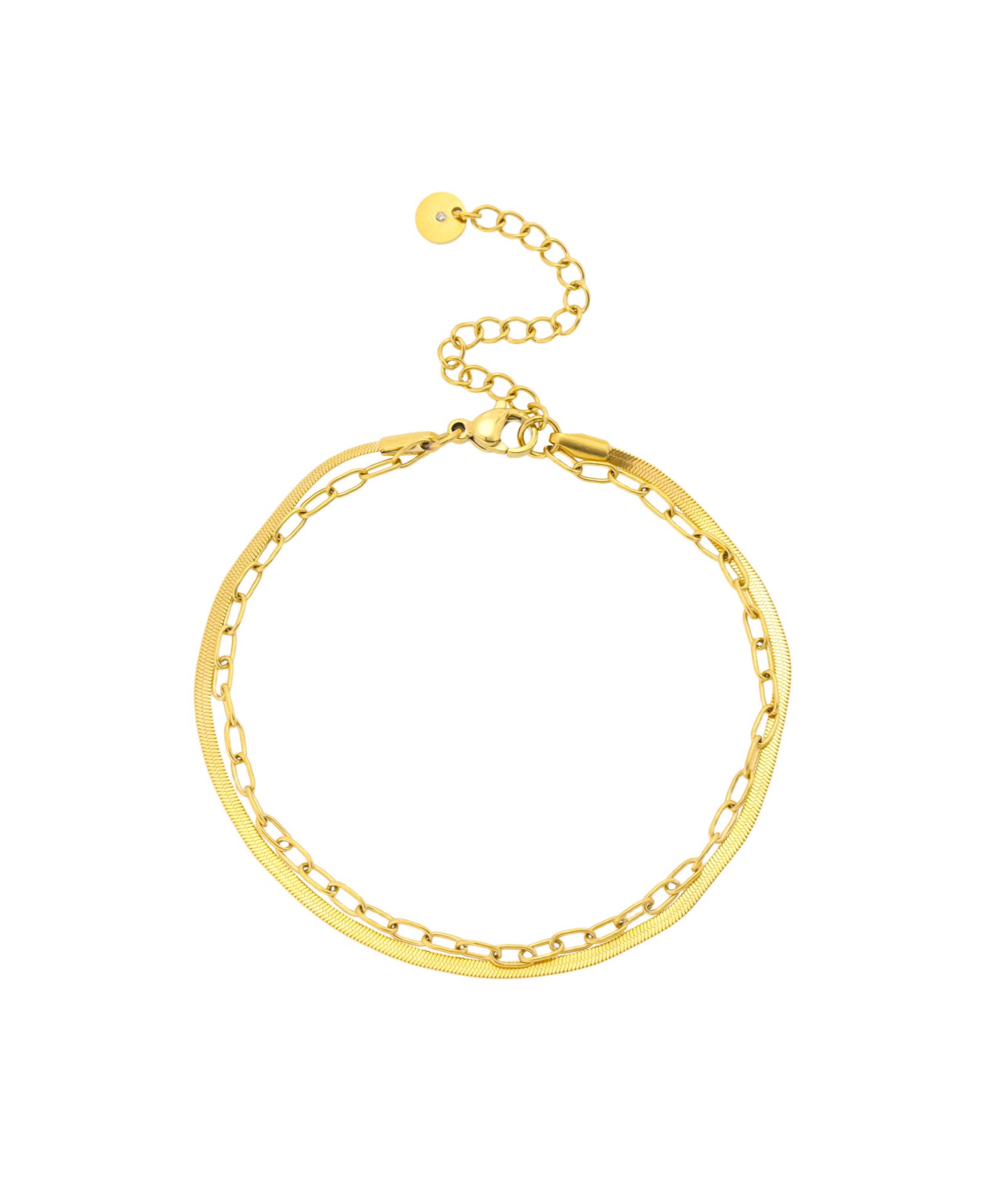 Unwritten x Moda Sport Waterproof Paperclip and Herringbone Chain Layered Bracelet