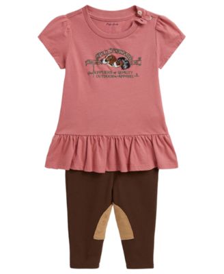 Polo Ralph Lauren Комплект из 2 предметов для девочек: футболка Polo Sportsman Jersey и леггинсы