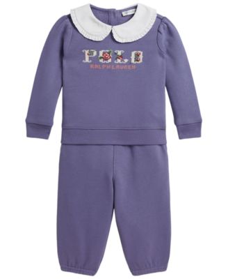 Polo Ralph Lauren детский комплект из двух предметов: флисовая кофта с воротником и джоггеры с логотипом для девочек-малышек