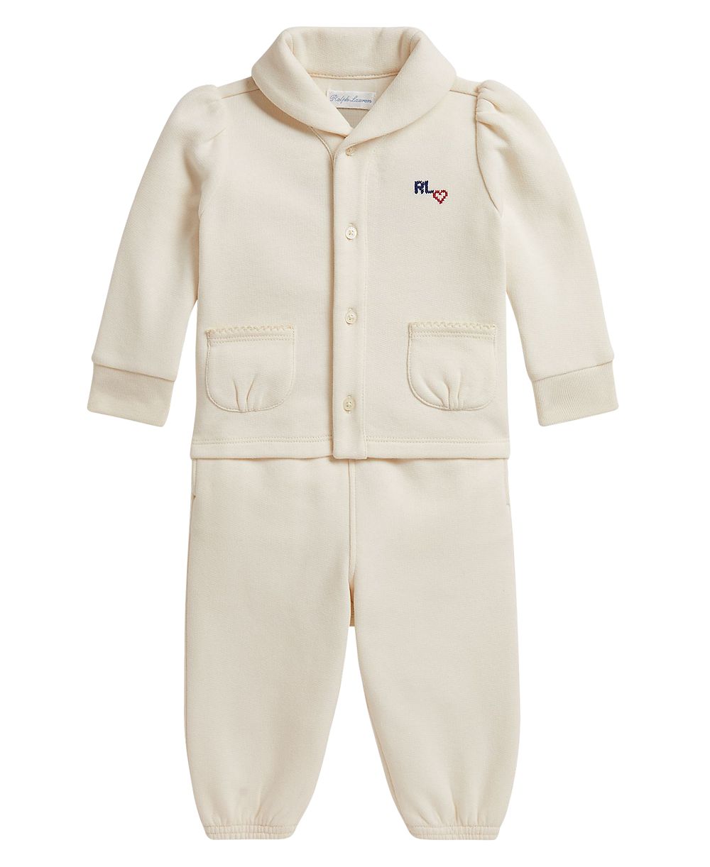 Polo Ralph Lauren детский комплект из флисовой кофты с длинным рукавом и брюк с логотипом для девочек, 2 предмета