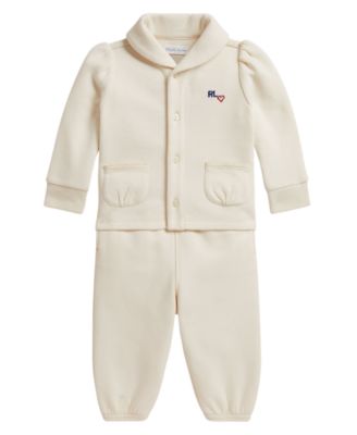 Polo Ralph Lauren детский комплект из флисовой кофты с длинным рукавом и брюк с логотипом для девочек, 2 предмета