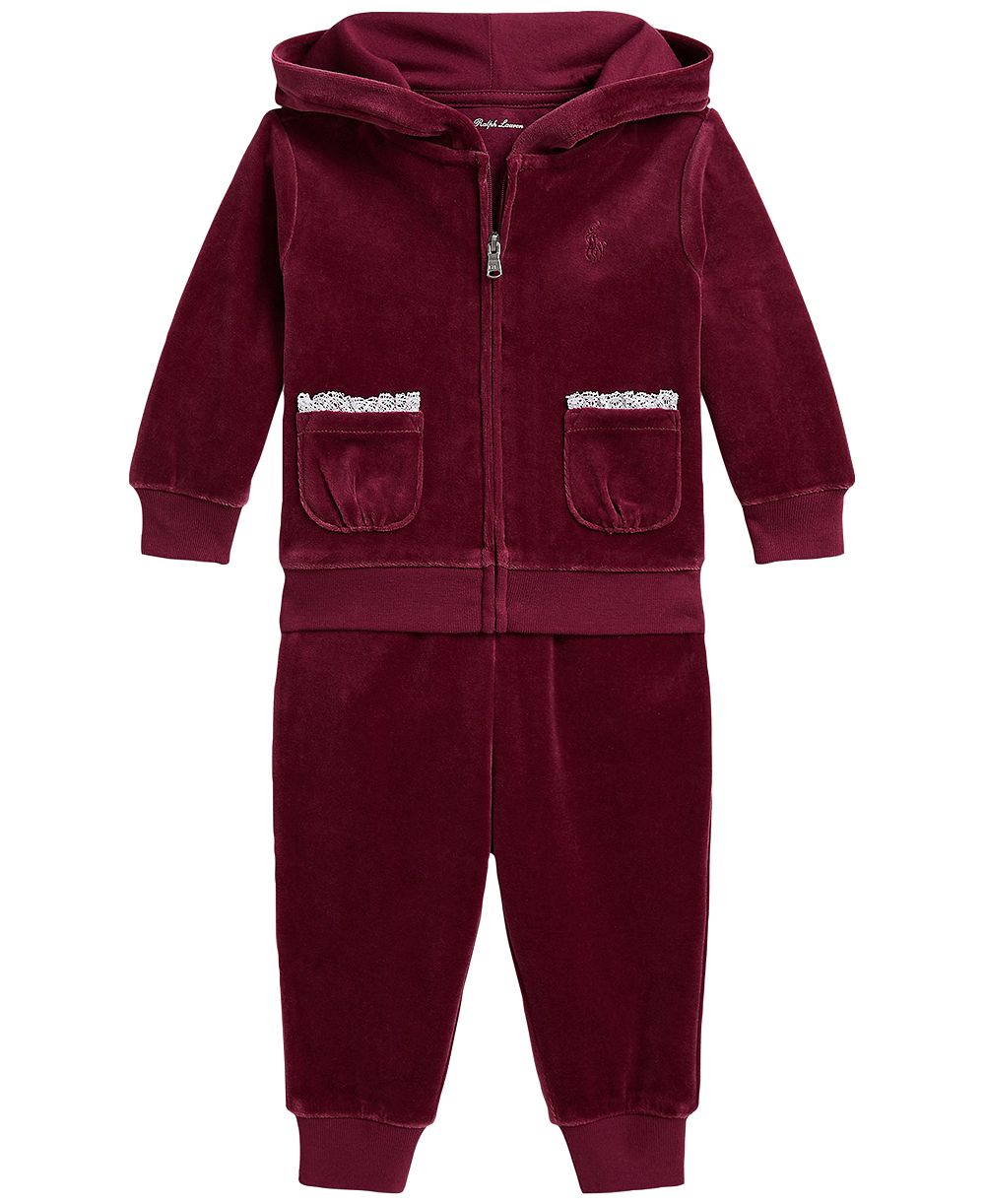 Детский комплект Polo Ralph Lauren Lace Trim Velour Hoodie и Jogger Pants, 2-Piece Set