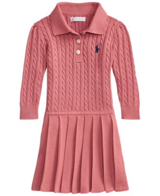 Детское трикотажное платье поло с длинным рукавом и мелким узором от Polo Ralph Lauren
