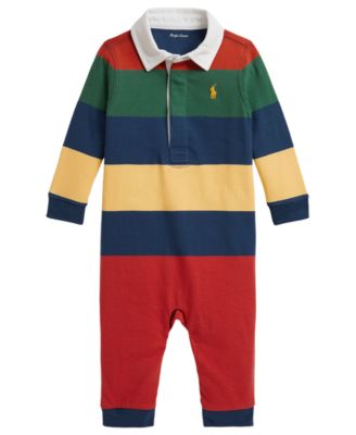 Polo Ralph Lauren Baby Boys' Striped Cotton Rugby Coverall