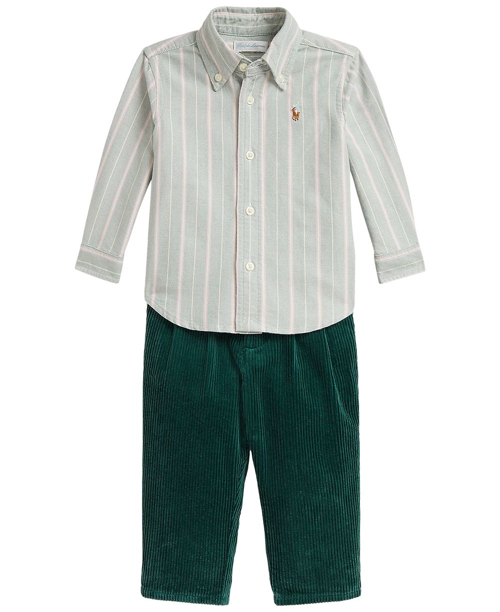 Детский хлопковый оксфордский комплект из рубашки и брюк из вельвета Polo Ralph Lauren, 2-piece set