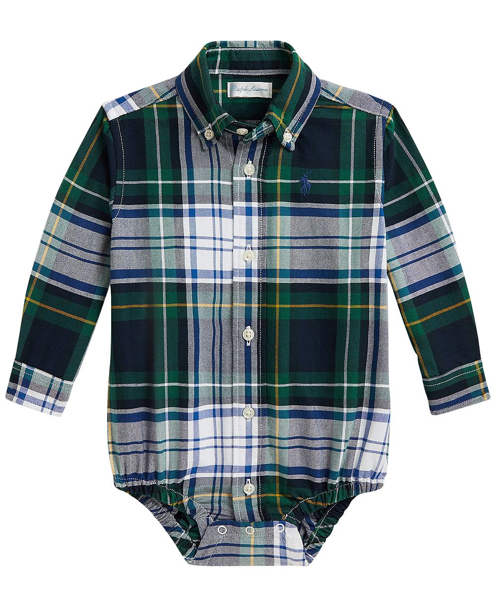 Polo Ralph Lauren Baby Boys' Plaid Cotton Oxford Bodysuit