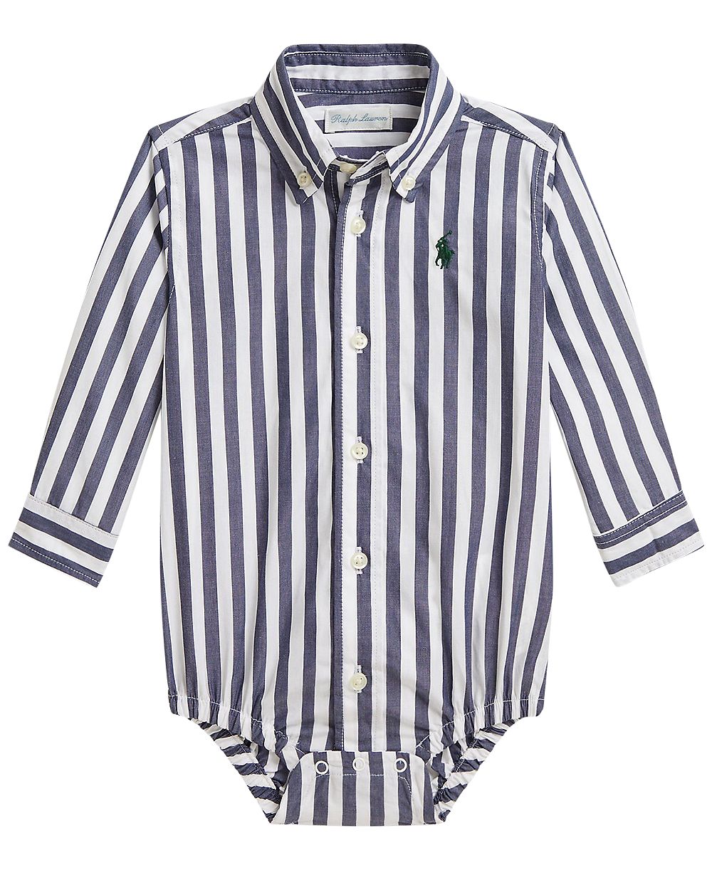 Polo Ralph Lauren Поло-боди из хлопкового поплина в полоску для малышей