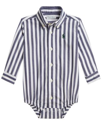 Polo Ralph Lauren Поло-боди из хлопкового поплина в полоску для малышей