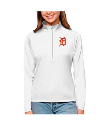Antigua Женский белый свитшот-поло Quarter-Zip Detroit Tigers Tribute