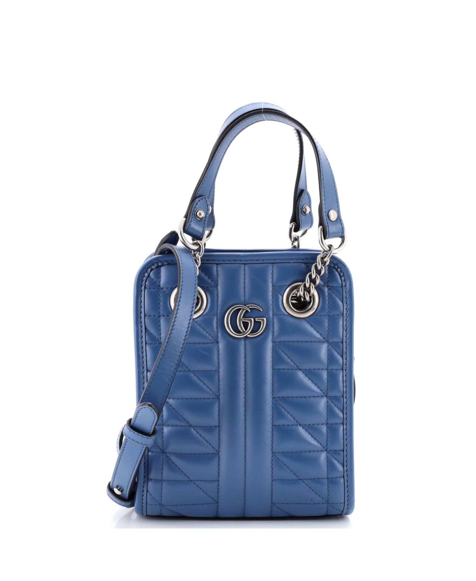 Pre-Owned Gucci Mini GG Marmont Handle Crossbody Bag Matelasse Leather
