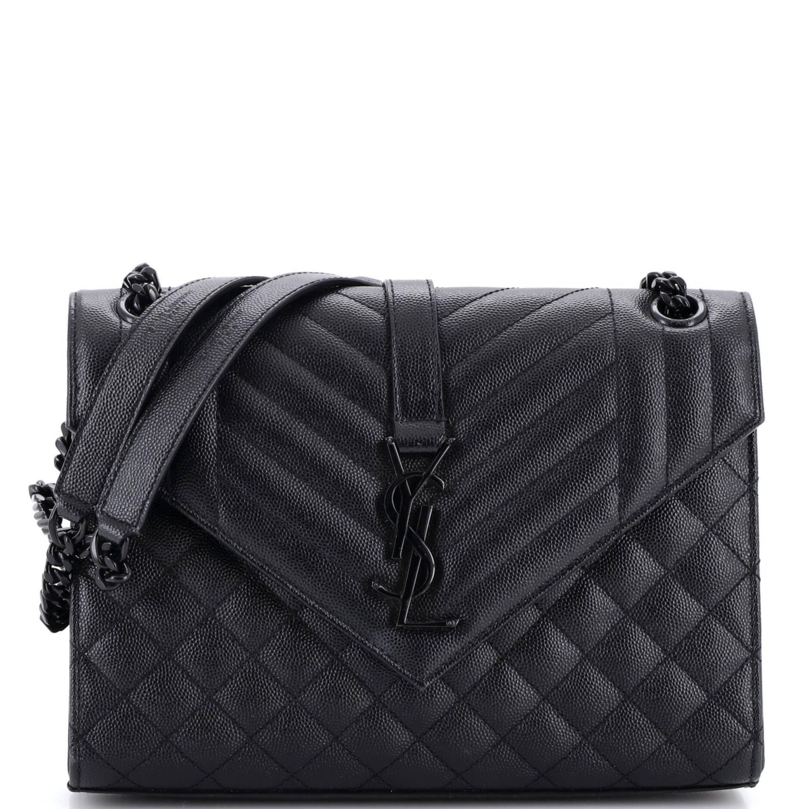 Pre-Owned Saint Laurent Medium Classic Monogram Envelope Satchel Mixed Matelasse Leather