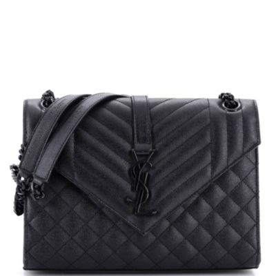 Средняя сумка-саквояж Pre-Owned Saint Laurent Classic Monogram Envelope из кожи Matelasse