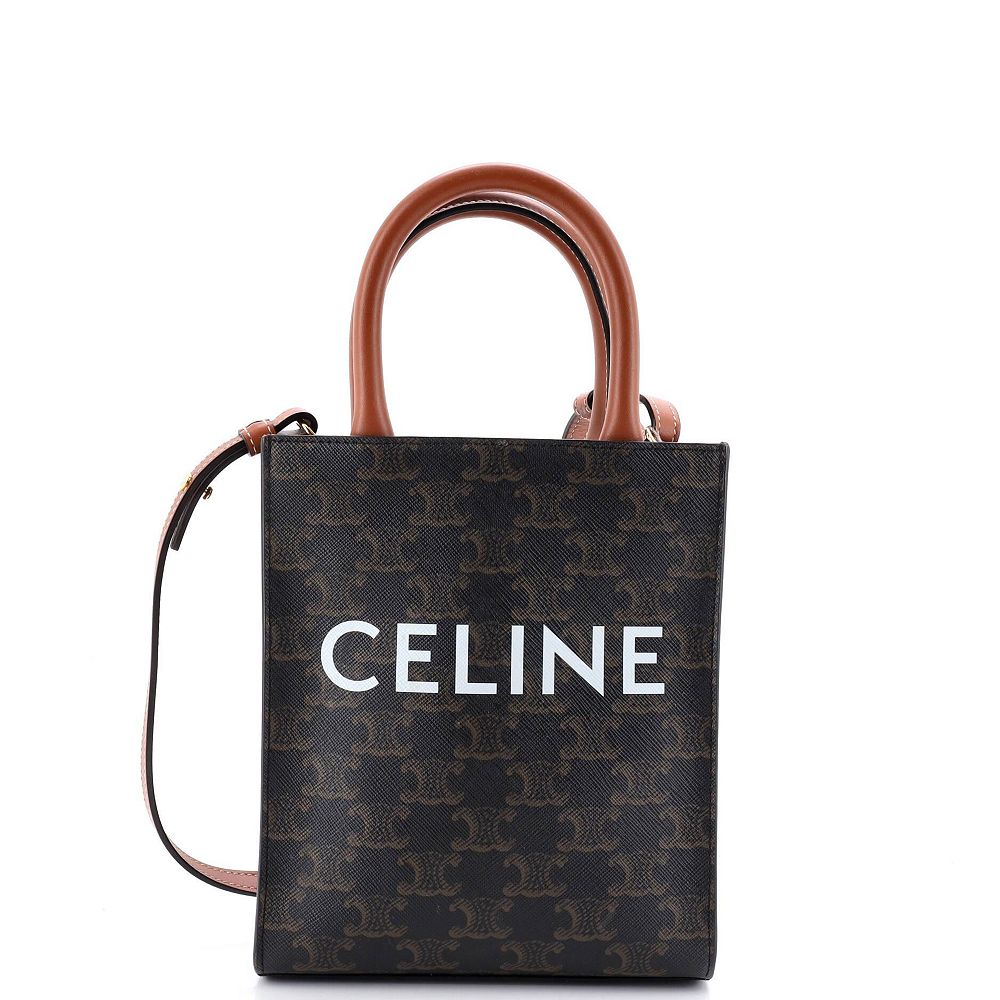 Подержанная мини-сумка Celine Mini Vertical Cabas Tote Triomphe из лакированного канваса