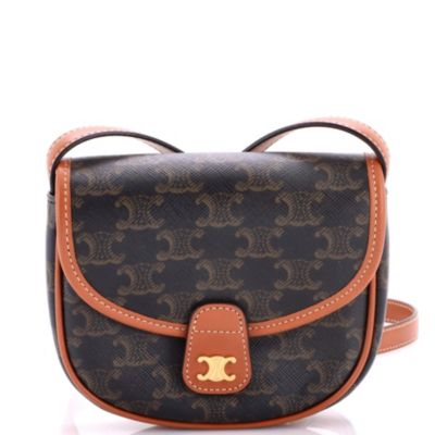 Pre-Owned Celine Mini Besace Flap Bag Triomphe Coated Canvas