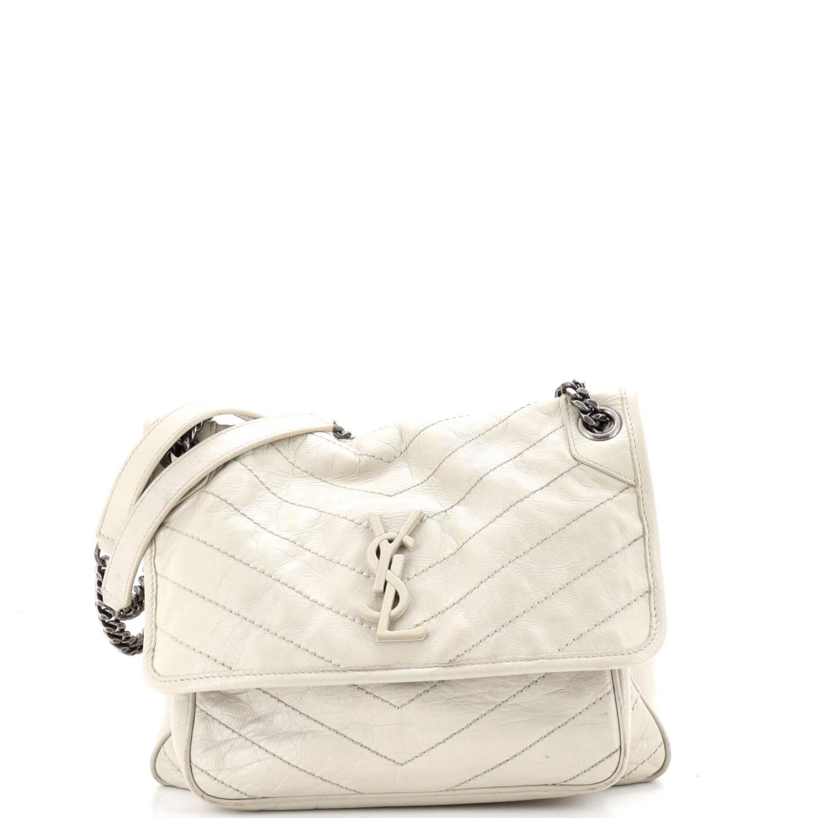 Pre-Owned Saint Laurent Medium Niki Chain Flap Bag Matelasse Chevron Leather