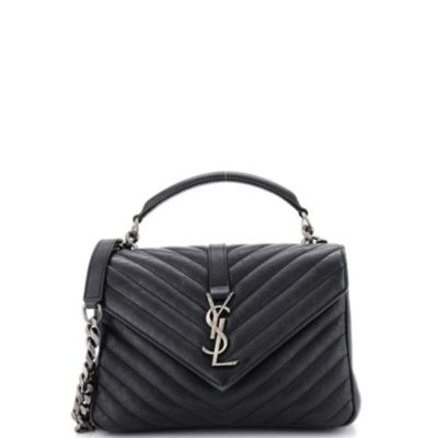 Saint Laurent б/у сумка Classic Monogram College Matelasse Chevron из кожи среднего размера