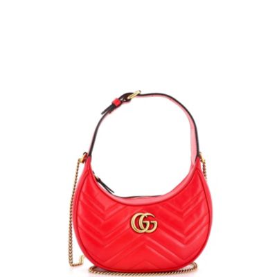 Сумка-хобо Pre-Owned Gucci Mini GG Marmont Half Moon Matelasse Leather