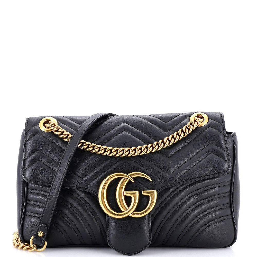Pre-Owned Gucci Medium GG Marmont Flap Bag Matelasse Leather