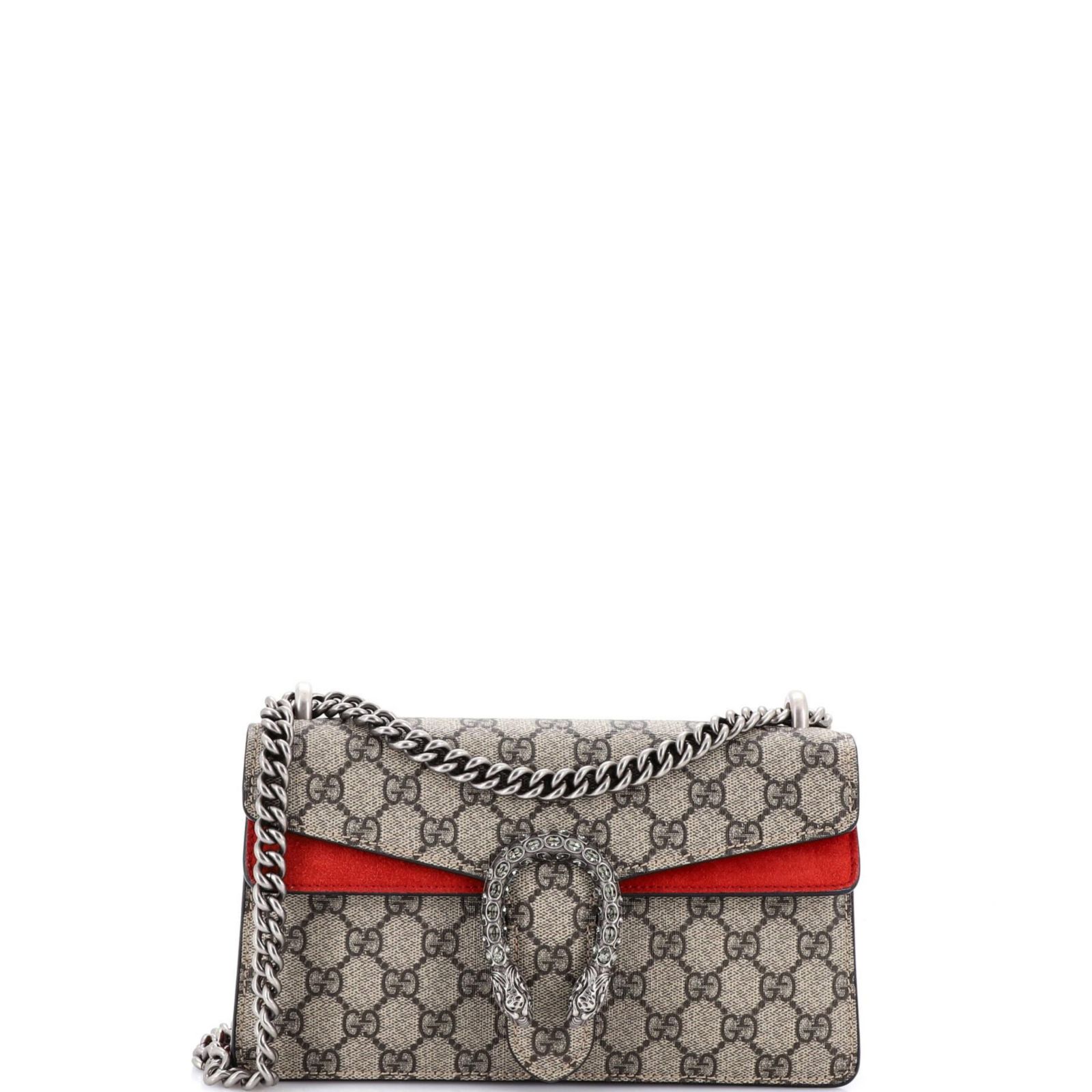 Pre-Owned Gucci Small Dionysus Bag GG Coated Canvas с кристаллами