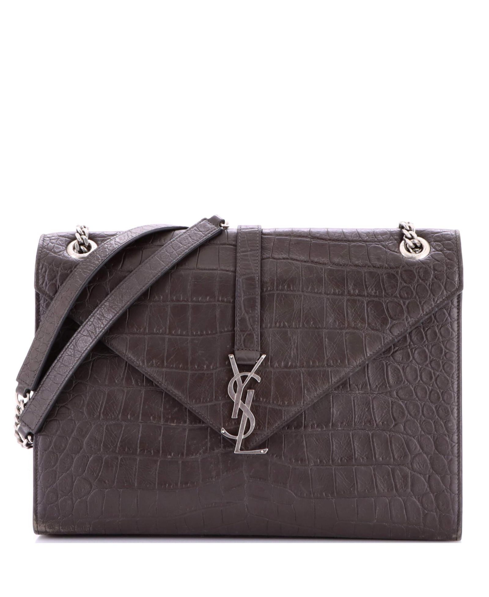 Сумка Saint Laurent Large Classic Monogram Envelope Satchel Embossed Leather Pre-Owned