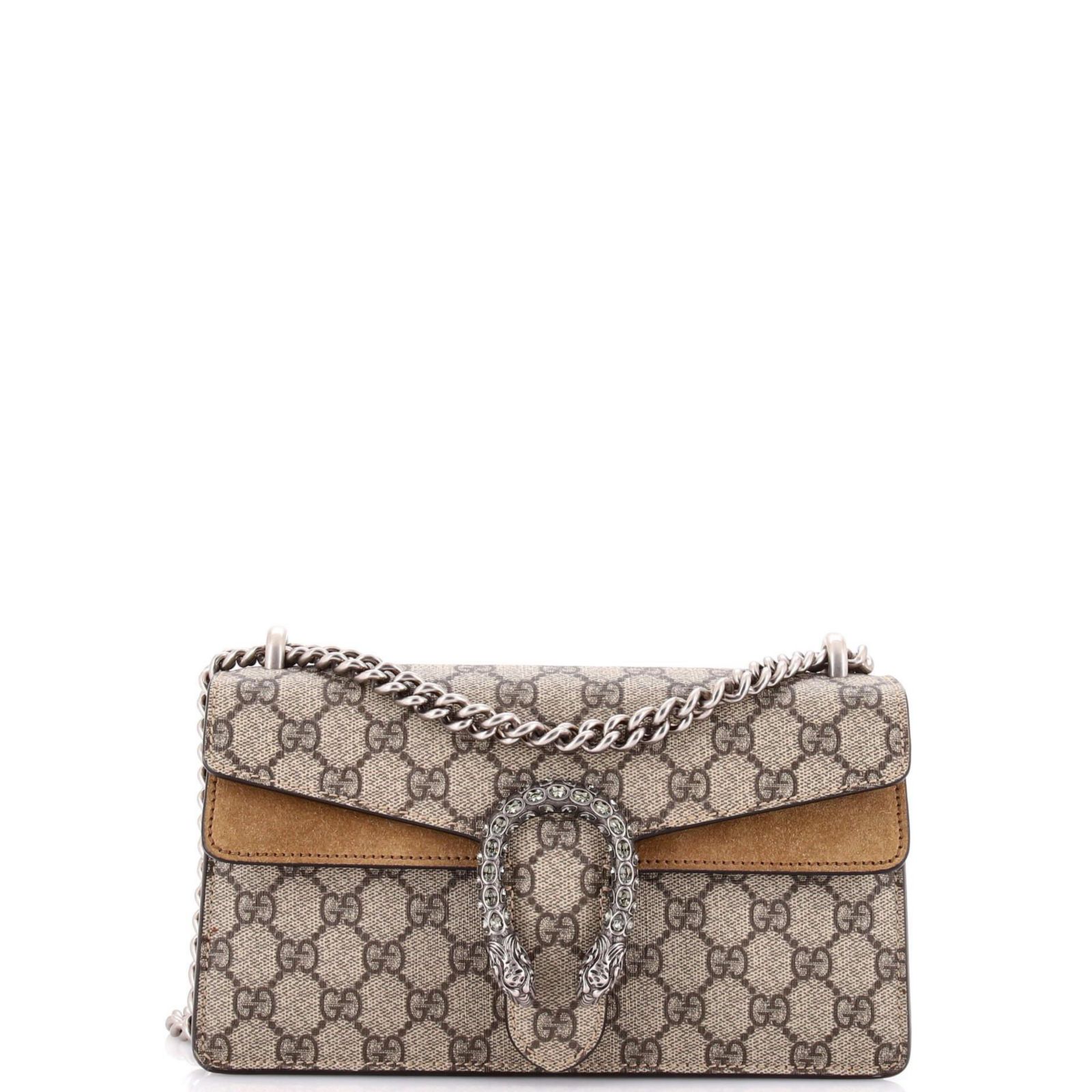 Сумка Gucci Small Dionysus GG Coated Canvas с кристаллами