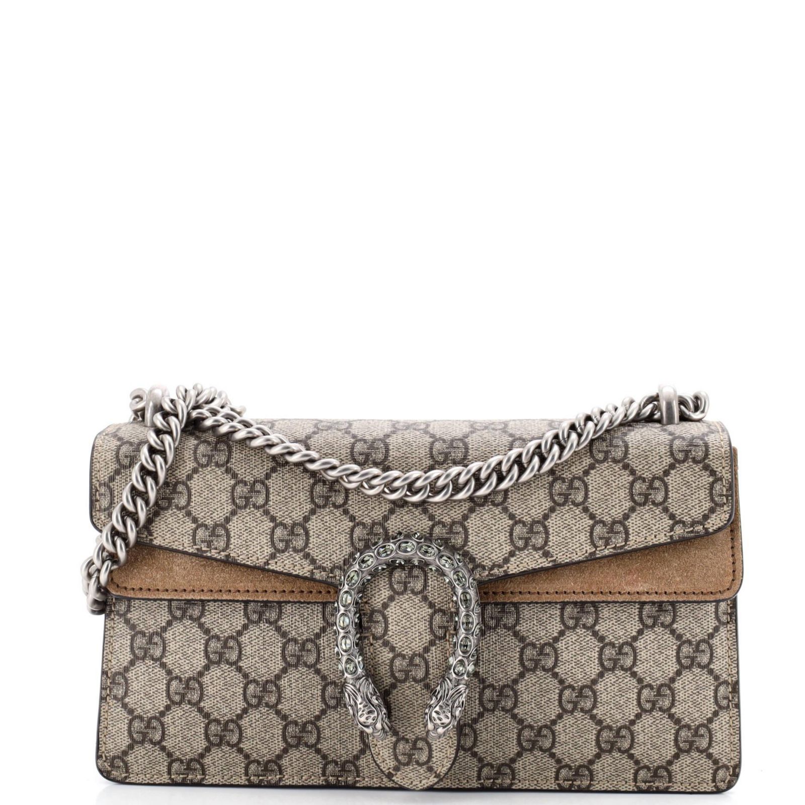 Pre-Owned Gucci Small Dionysus Bag GG Coated Canvas with Crystal Embellished Metal