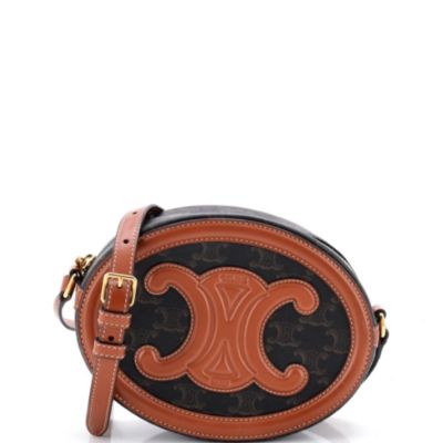 Сумка через плечо Pre-Owned Celine Triomphe Oval Coated Canvas and Leather