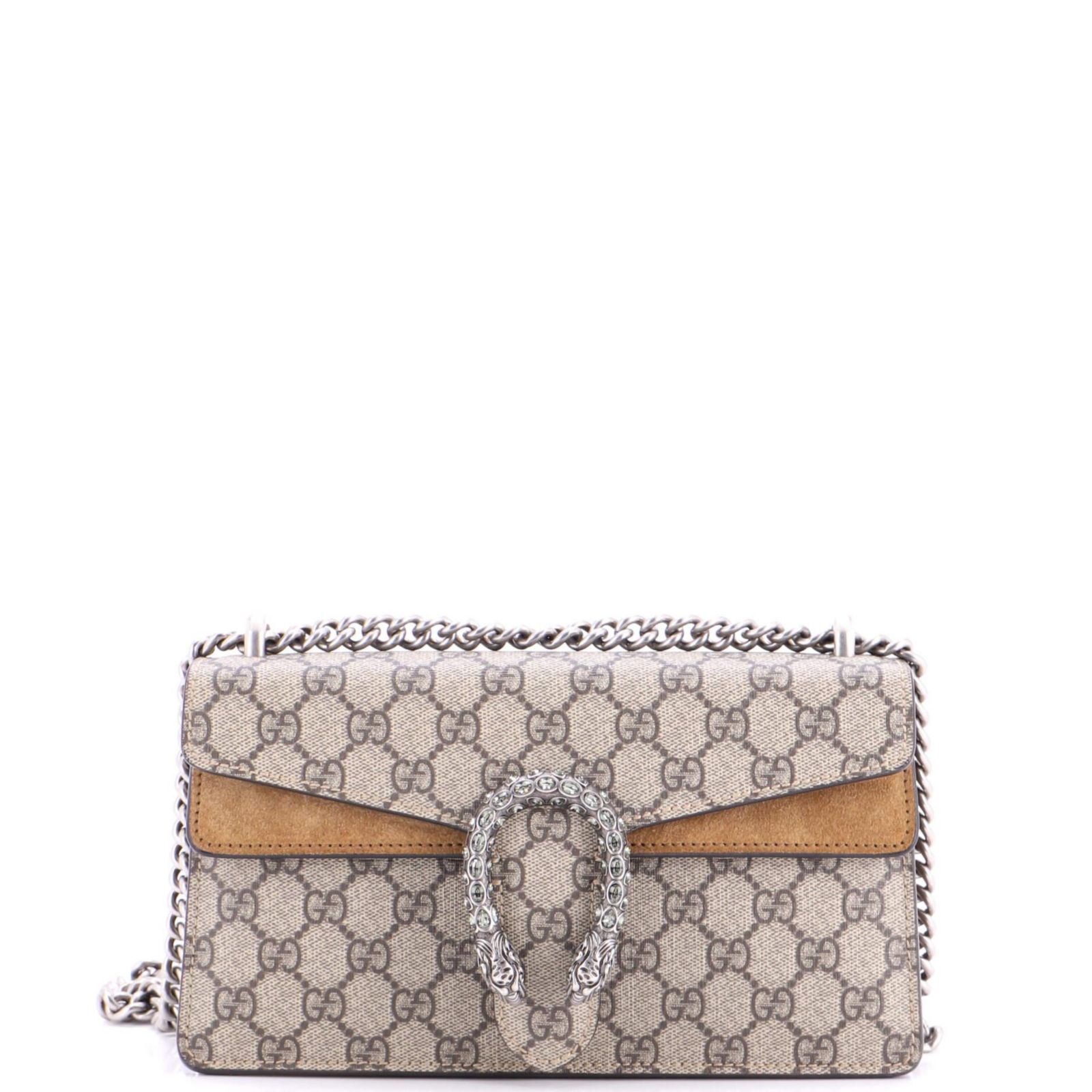 Pre-Owned Gucci Small Dionysus Bag GG Coated Canvas with Crystal Embellished Metal