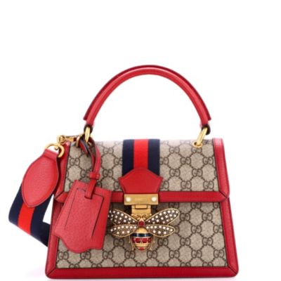 Б/у сумка Gucci Small Queen Margaret Top Handle GG Coated Canvas с кожаными элементами