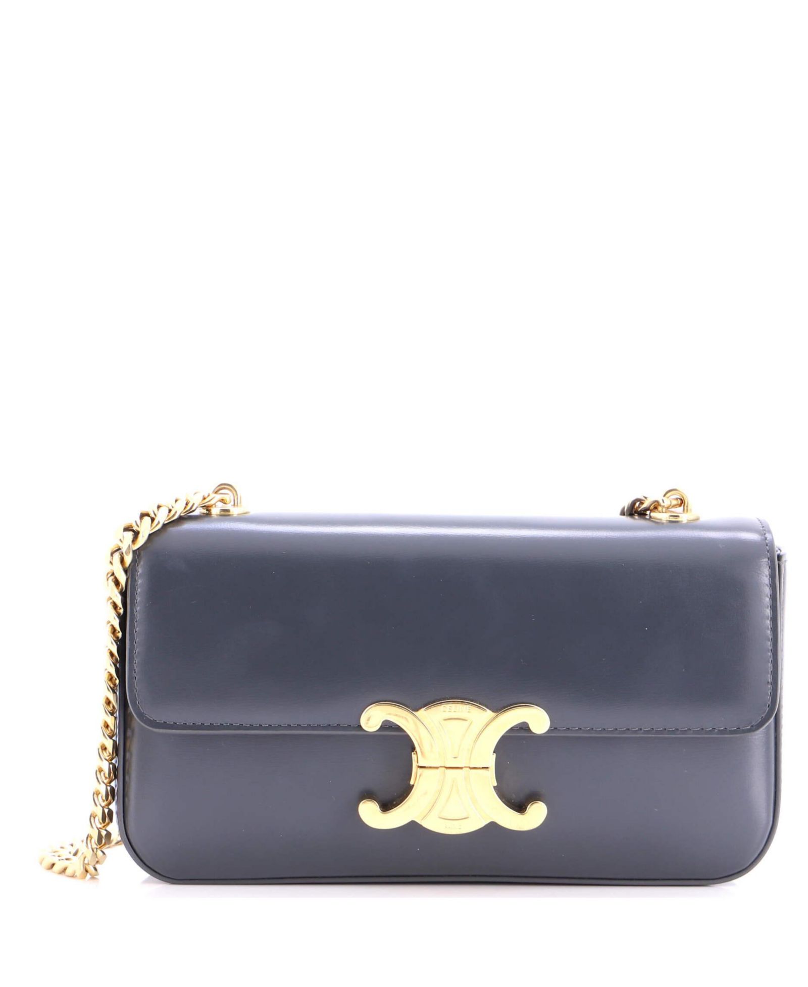 Pre-Owned Celine Small Triomphe Chain Shoulder Bag Leather