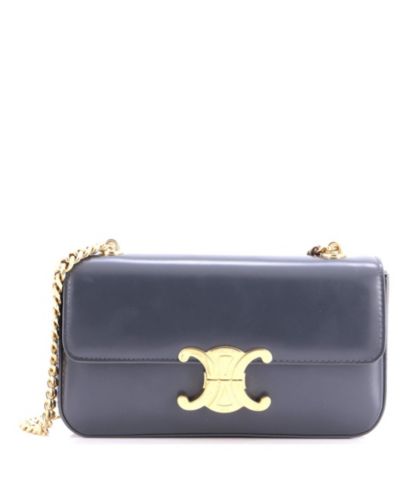 Pre-Owned Celine Small Triomphe Chain Shoulder Bag Leather