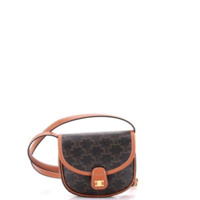 Pre-Owned Celine Mini Besace Flap Bag сумка с клапаном из лакированного канваса с узором Triomphe