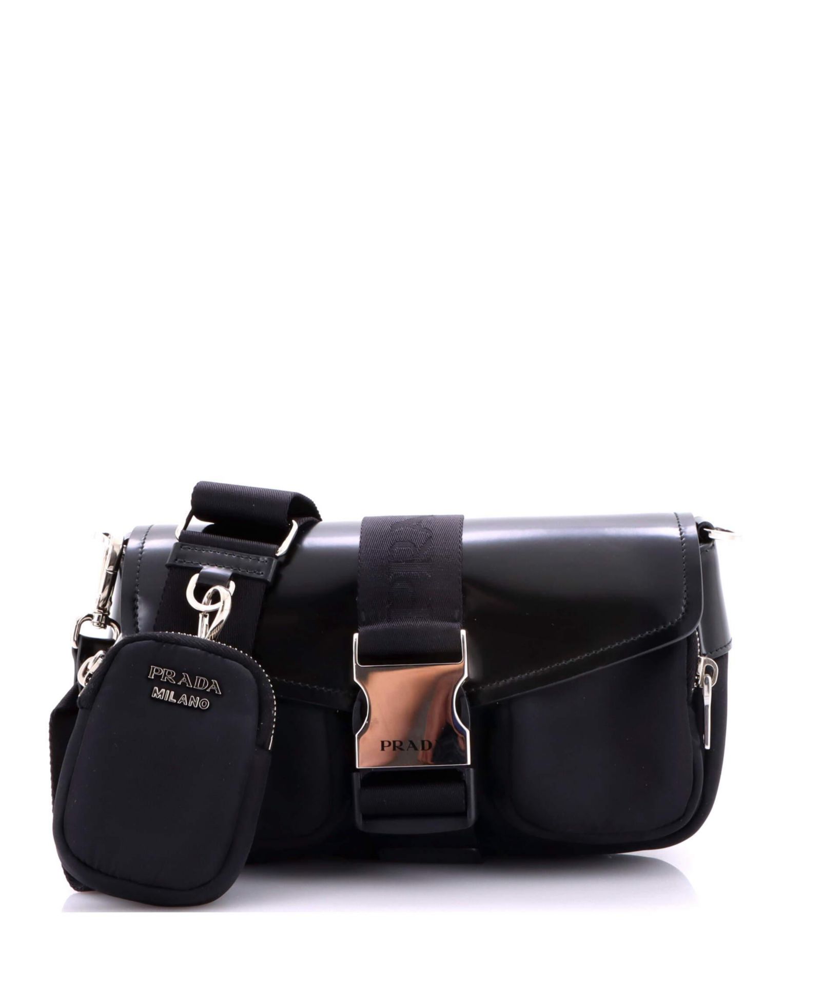Pre-Owned Prada кросс-боди сумка с пряжкой из кожи Spazzolato и ткани Tessuto