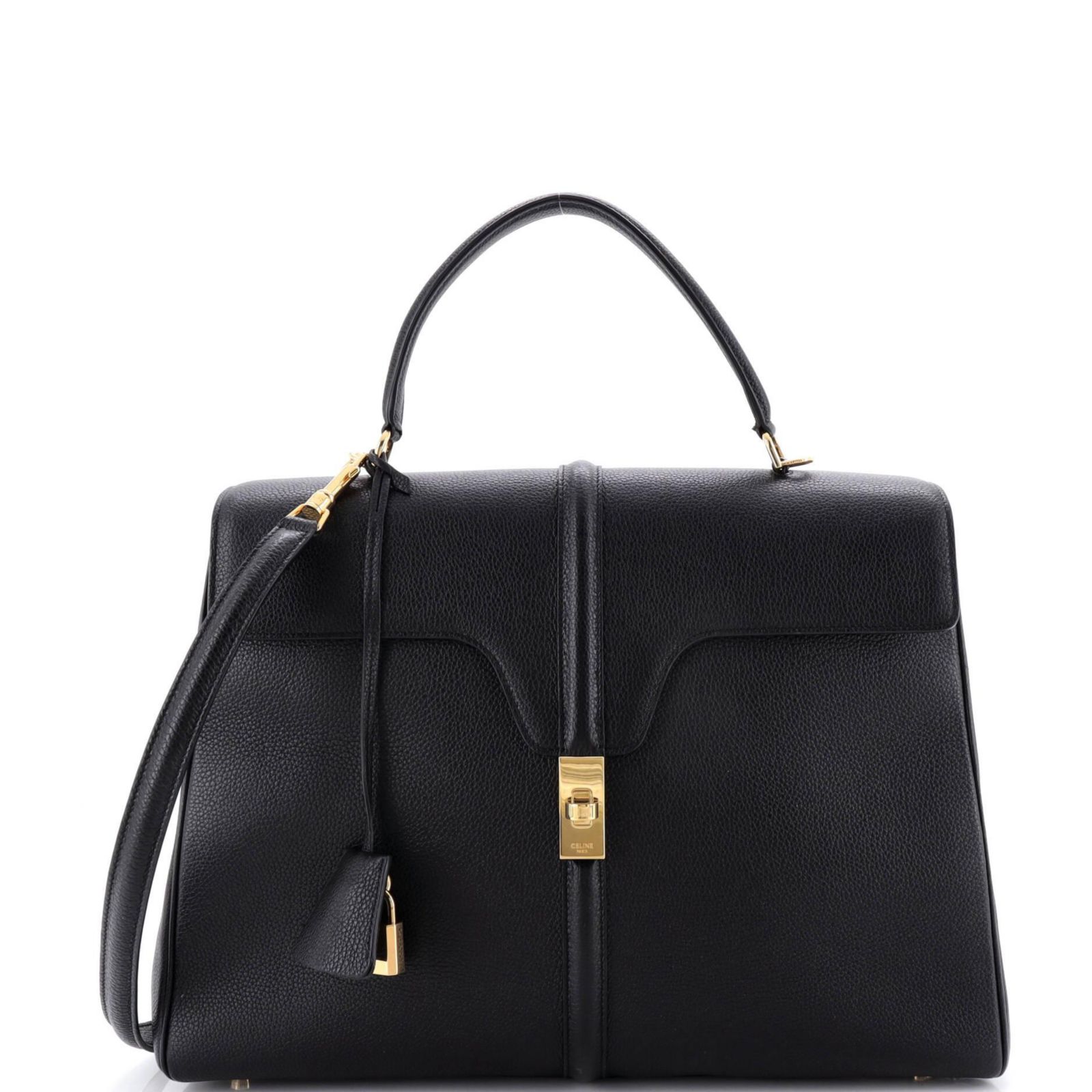 Pre-Owned Celine Medium 16 Top Handle Bag Grained Calfskin