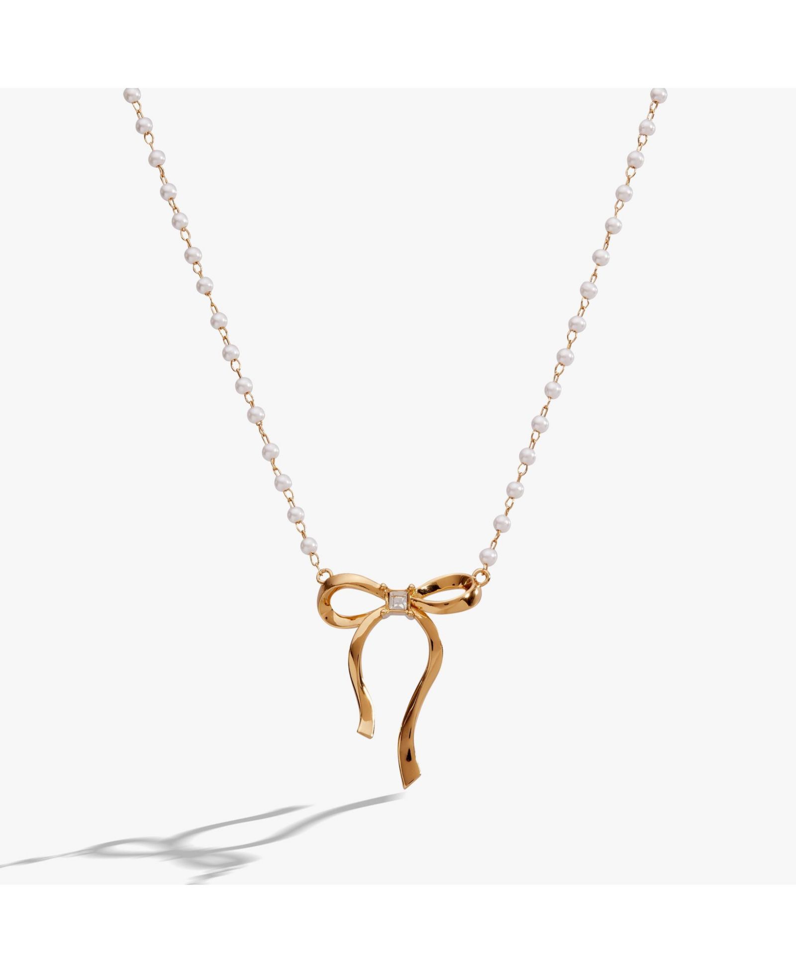 Alex and Ani Кокетливое ожерелье с жемчугом и бантом Bow Pearl Coquette