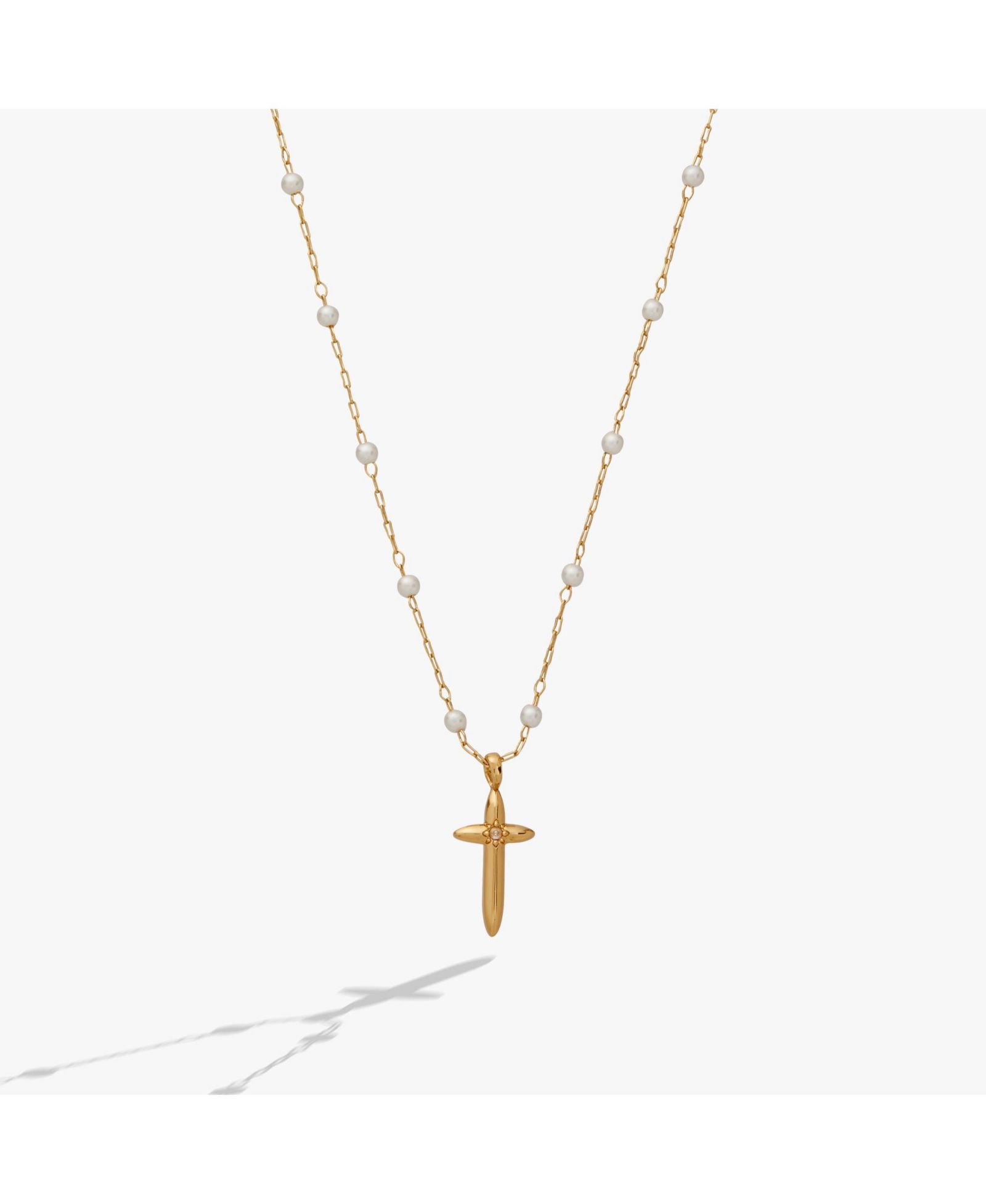 Ожерелье-подвеска Alex and Ani Cross 4:13 с жемчугом