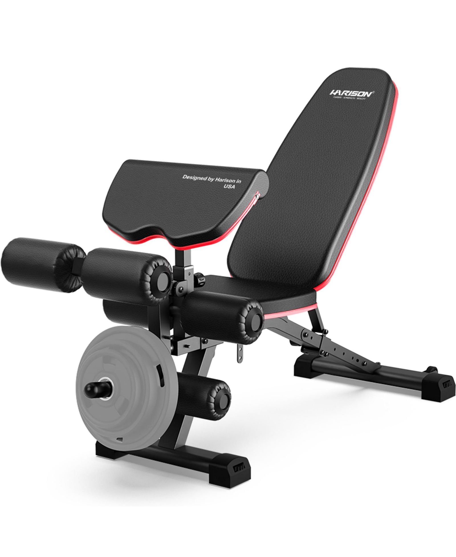 HARISON Adjustable Weight Bench with Leg Extension and Preacher Pad, 1000 lbs Capacity, Multi-Function Weight Bench for Home Gym (HRM-609 Black)