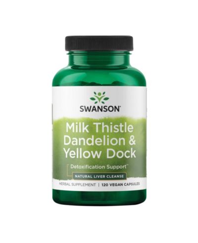 Растительный экстракт Swanson Milk Thistle, Dandelion and Dock для поддержки печени, 120 капсул