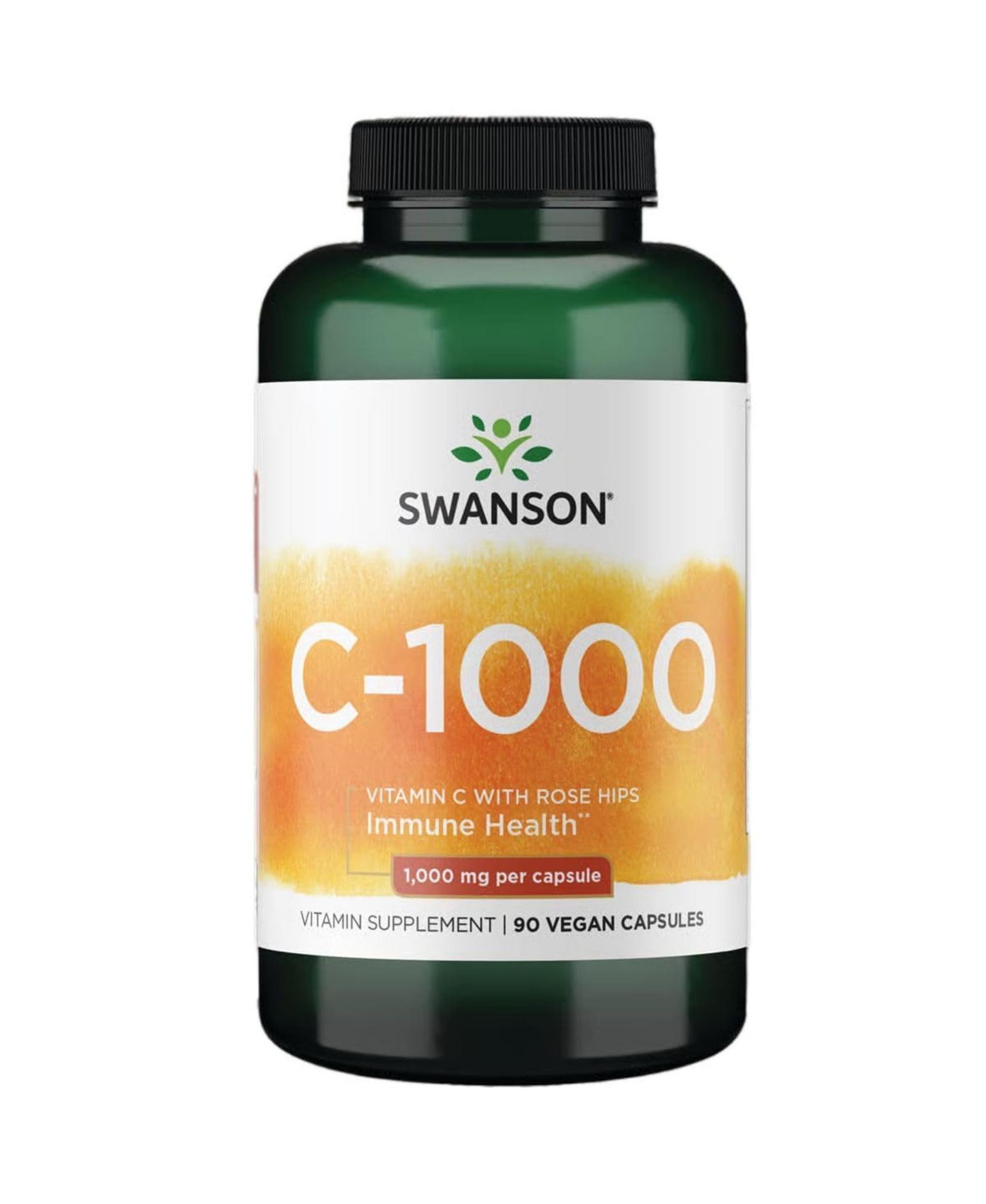 Swanson витамин C с шиповником 1000 mg, поддержка кожи, сердца и иммунитета, натуральная формула, 90 капсул