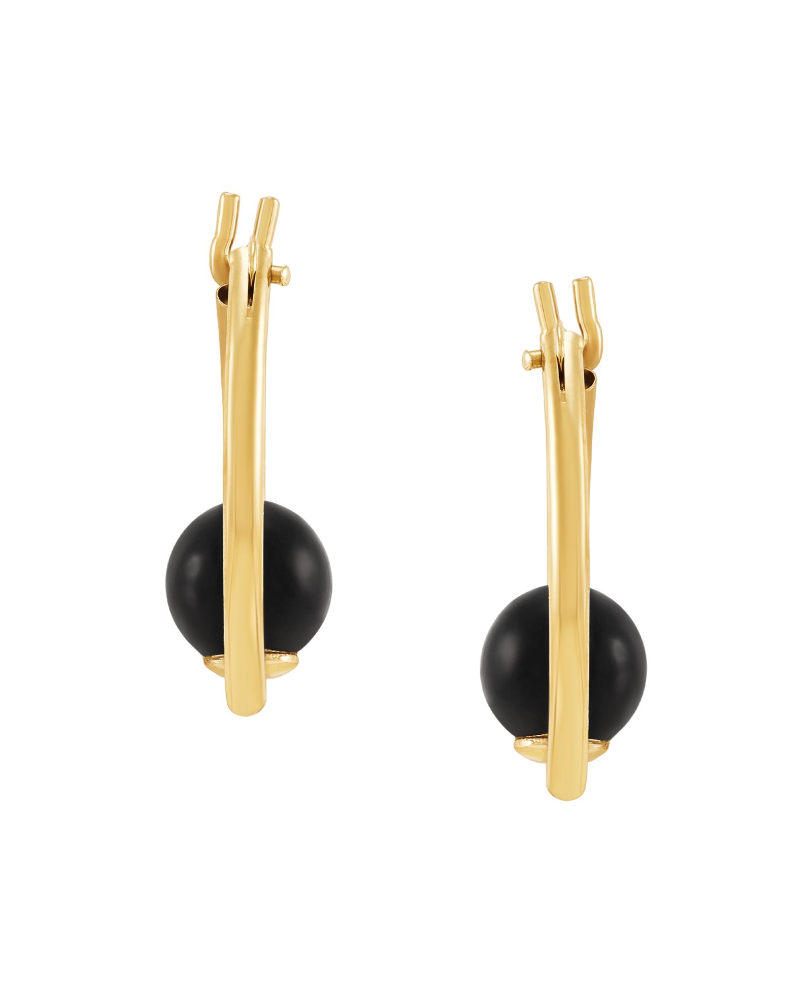 Серьги-кольца Macy's Onyx (5mm) в 10k Yellow Gold