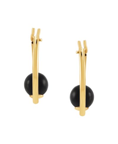 Серьги-кольца Macy's Onyx (5mm) в 10k Yellow Gold