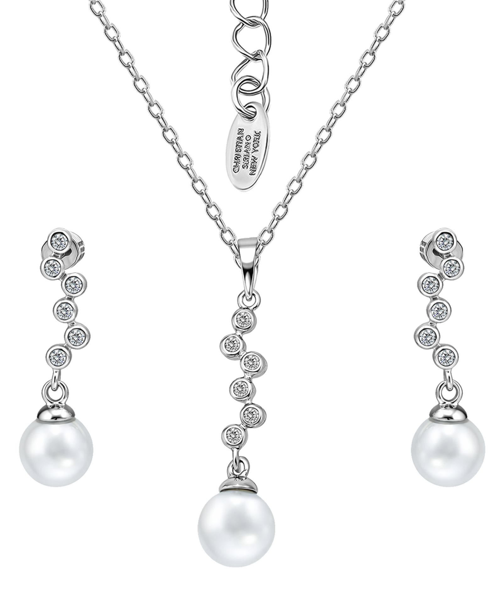 Christian Siriano New York 2-Pc. Fine Silver-Plated Bubble Linear Post Earrings and Bubble Linear Pendant Necklace Set