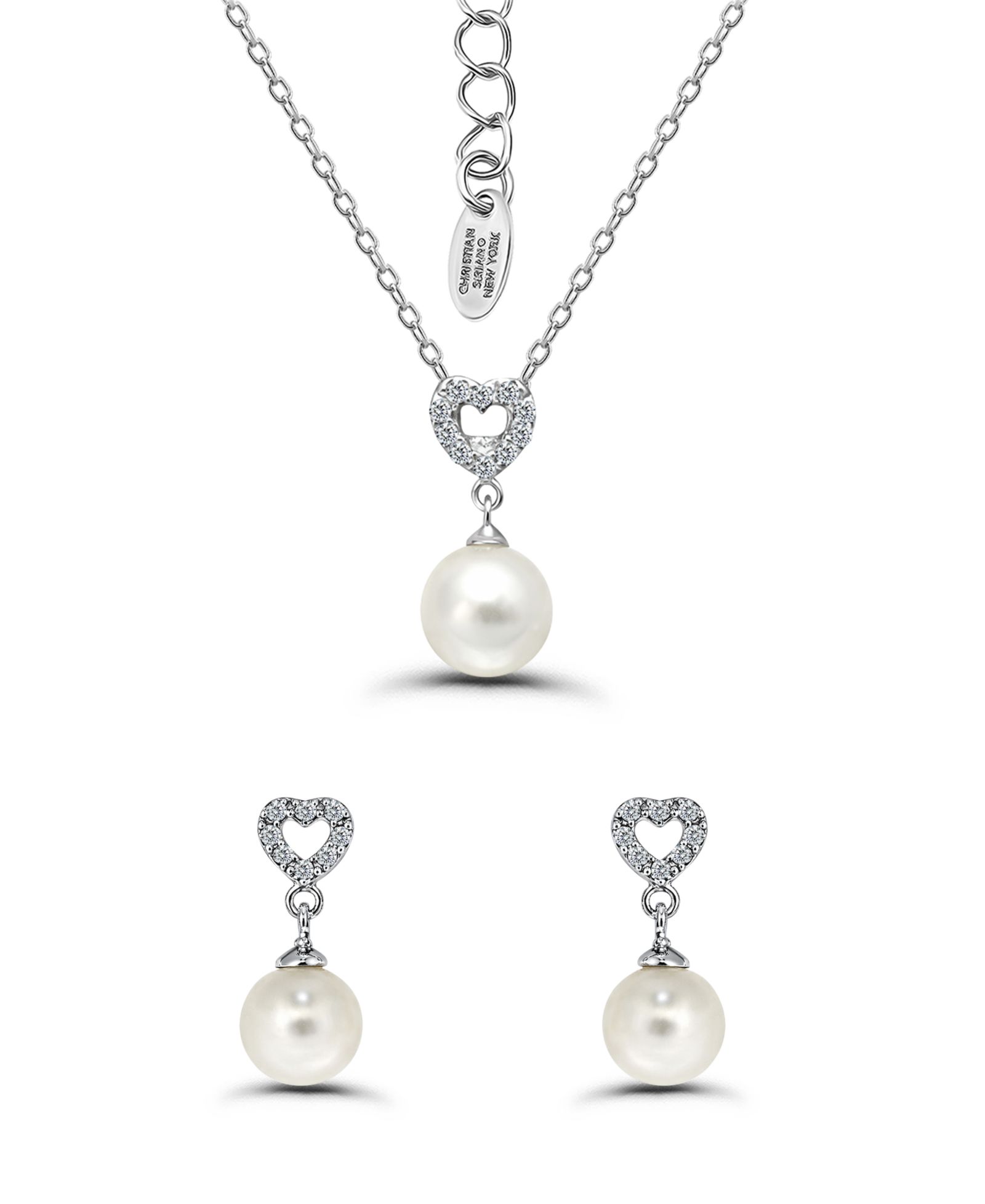Christian Siriano New York 2-Pc. Silver-Plated Open Heart Post Drop Earrings and Heart Slide Necklace Set