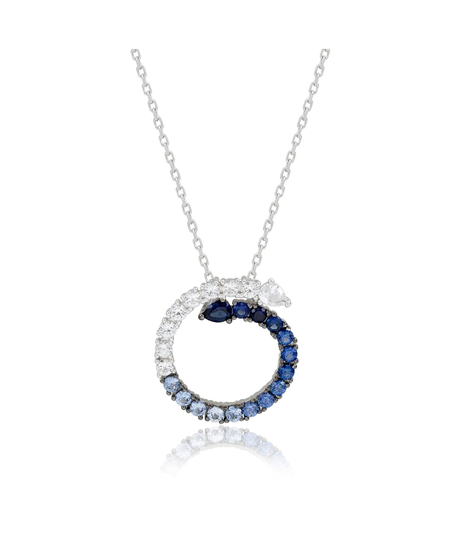 Подвеска Suzy Levian New York Sapphire Ombre Circle Journey Sterling Silver