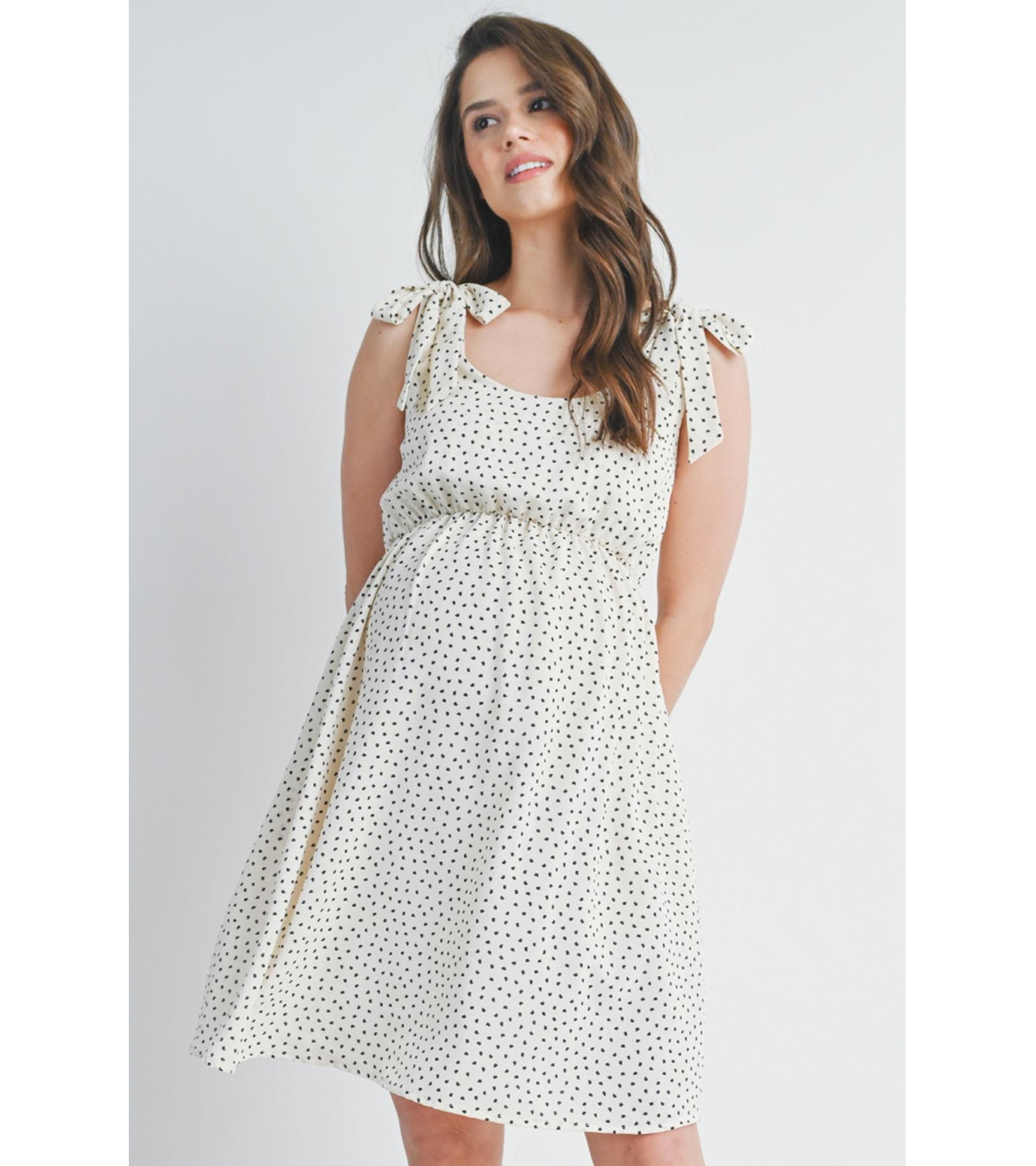 Женское платье для беременных Hello Miz Empire Waist Polka Dot Tie-Shoulder