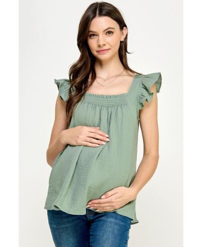Женская хлопковая блузка Hello Miz Maternity Smocked Flutter Sleeve