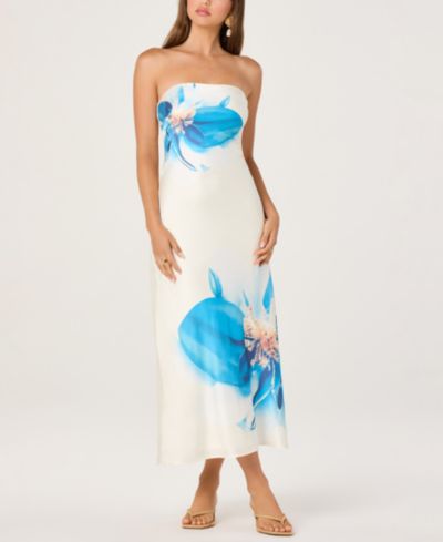 ASTR the Label Women's Annabeth Printed Strapless Midi Dress