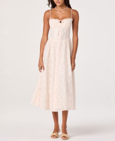 ASTR the Label Women's Aubrey Sweetheart Neck Embroidered Eyelet Midi Dress