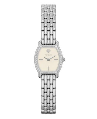 Tory Burch Women's Quartz Eleanor Curve Silver-tone Stainless Steel Bracelet Watch 20mm